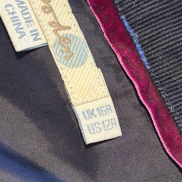 Boden Corduroy Button Front Shirt Dress | Geometric Blues w/pockets | size 12 - Picture 8 of 13